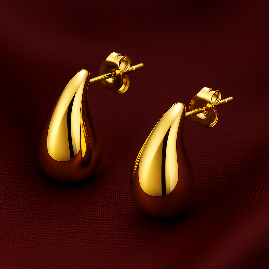 Raindrop Gold layered Stud Earrings