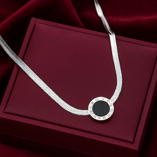 Flat Snake Chain Roman Numeral Collar Necklace