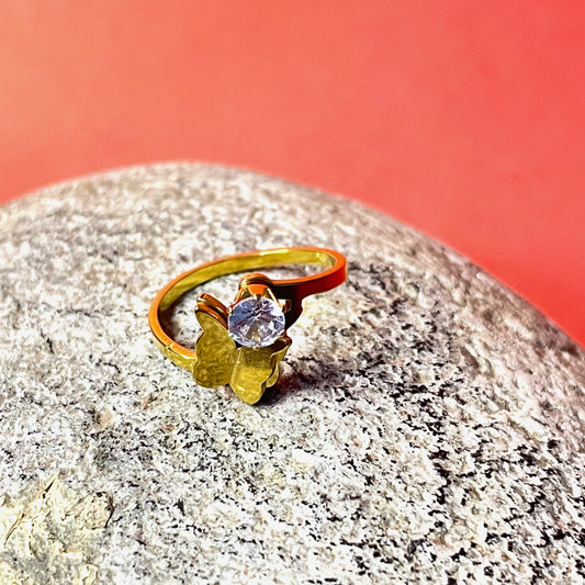 Diamond butterfly ring