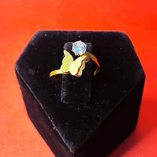 Diamond butterfly ring